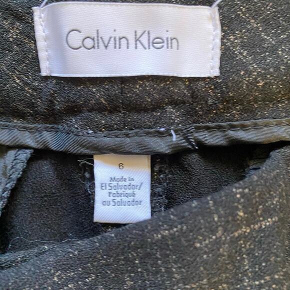 Calvin Klein Women's Printed Black Gold Metallic Hatch Ankle Pants 6 - Picture 12 of 14